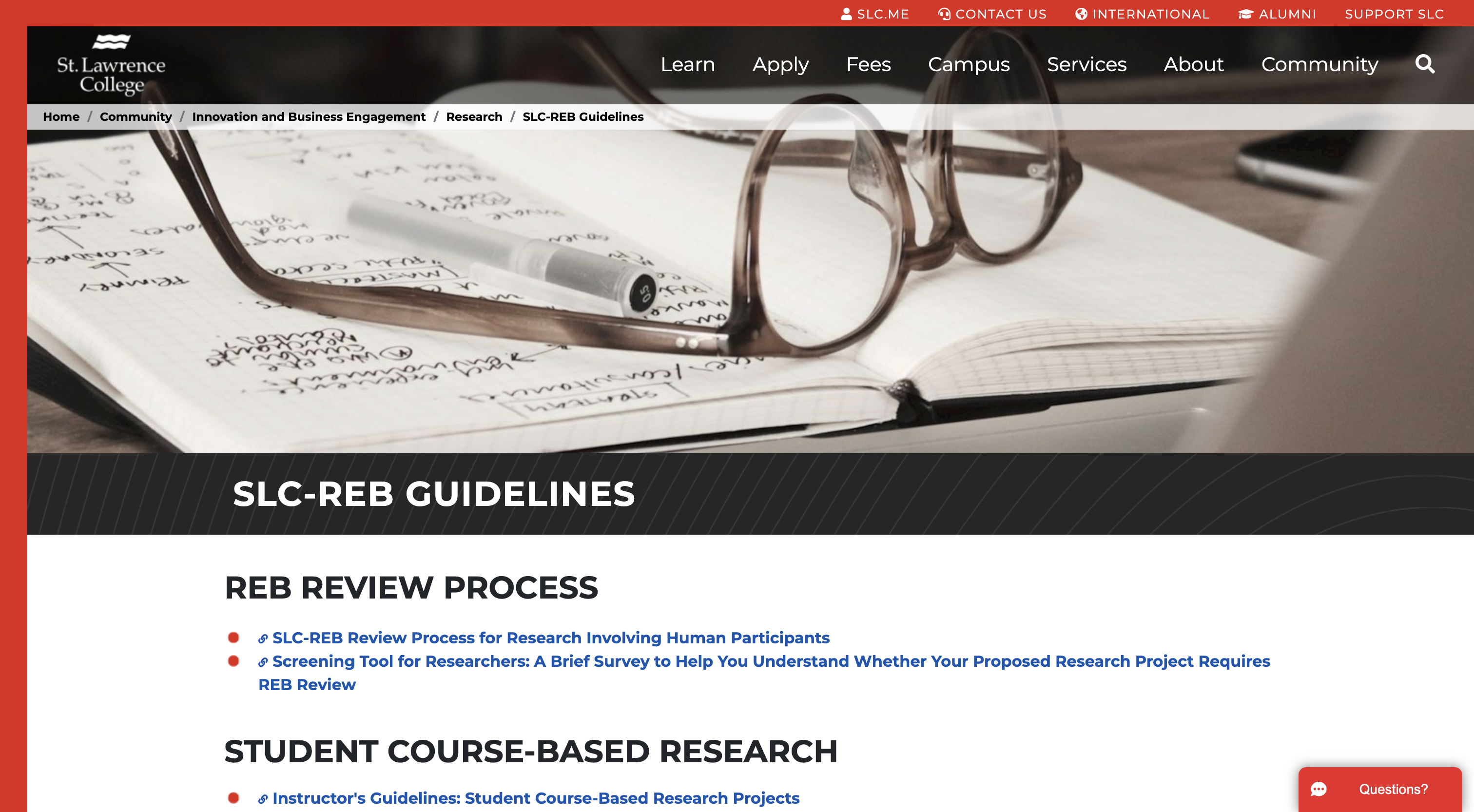 St. Lawrence College Research Ethics Board Guidelines Page