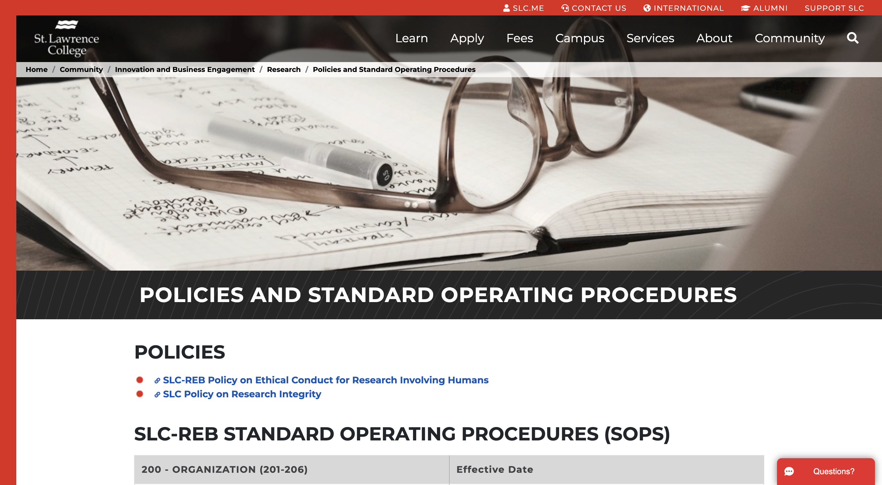 St. Lawrence College Research Ethics Board Policies Page